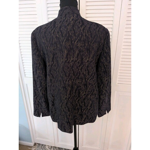 Coldwater Creek Blazer Women's L 14-16 Navy Jacquard Jacket Metallic Retro Glam - Picture 10 of 15